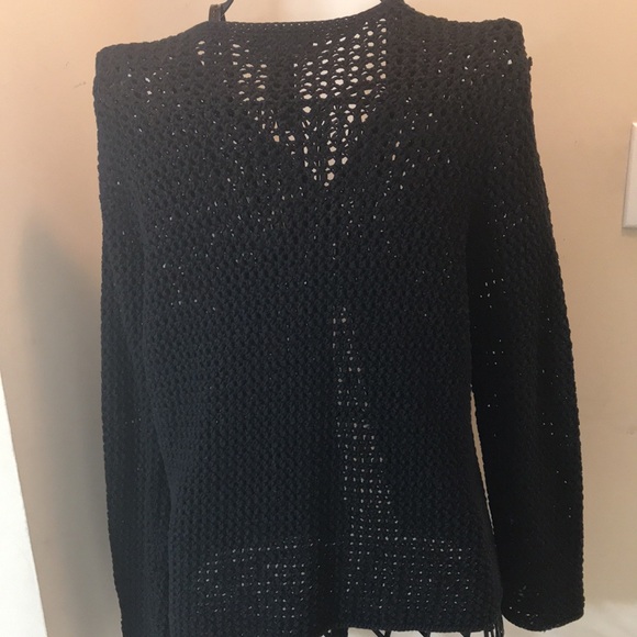 Lauren Ralph Lauren Black Hand Knit Button Front Cardigan - Picture 4 of 8